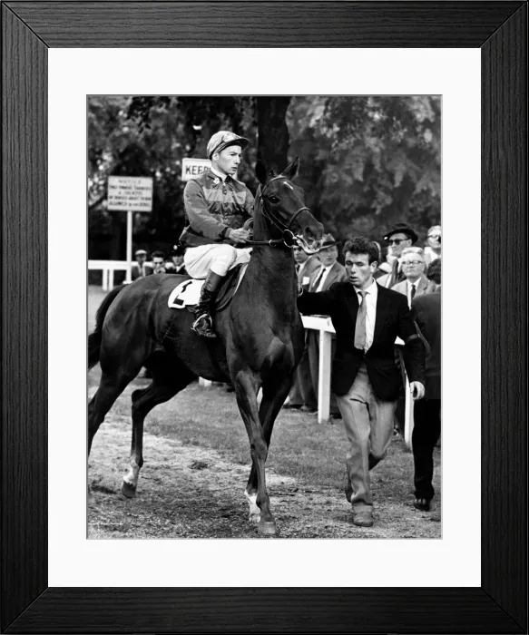 Framed Print : Lester Piggott at Windsor after the end of his suspension July 1962 Framed Print : Lester Piggott at Windsor after the end of his suspension July 1962
