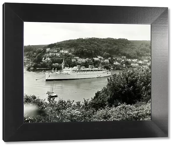 The Greek cruise liner the Queen Frederica seen here laid up on the River Dart. May 1972