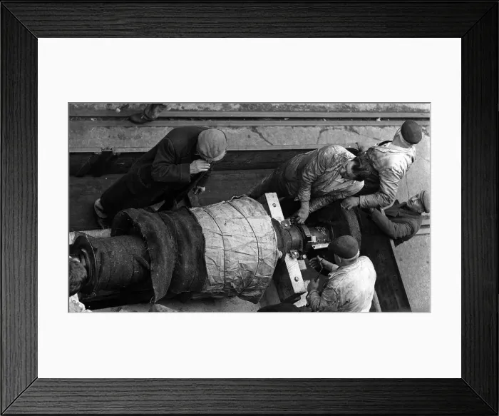 Framed Print : Men at work, fitting a large part to the the Queen Elizabeth cruise liner May 1960 Framed Print : Men at work, fitting a large part to the the Queen Elizabeth cruise liner May 1960