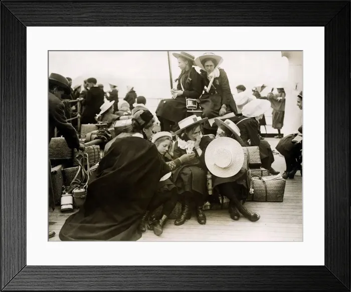 Framed Print : Schoolchildren on the Ship crossing the Channel on their way to Paris May 1912 Framed Print : Schoolchildren on the Ship crossing the Channel on their way to Paris May 1912