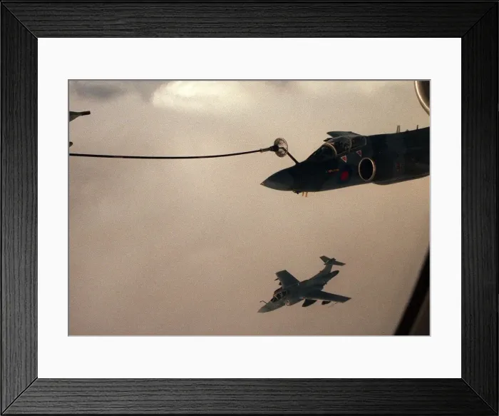 Framed Print : A Royal Air Force BAe Buccaneer S2B of 12 Squadron refuels his aircraft from a VC10