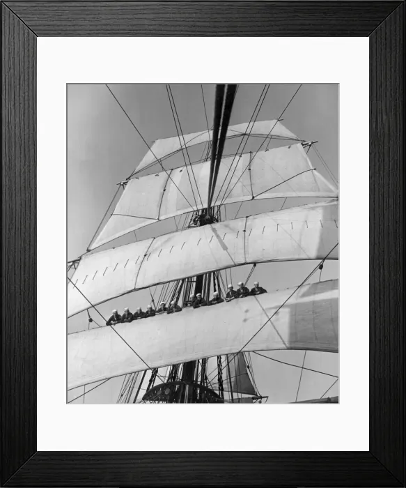 Framed Print : Cadets aboard the Sorlandet seen here setting the sails in the English channel Framed Print : Cadets aboard the Sorlandet seen here setting the sails in the English channel