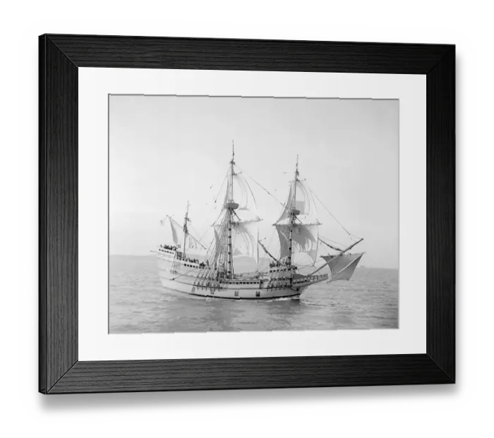 Framed Print : The Mayflower II April 1957 - arrives at Plymouth and is accorded civic reception