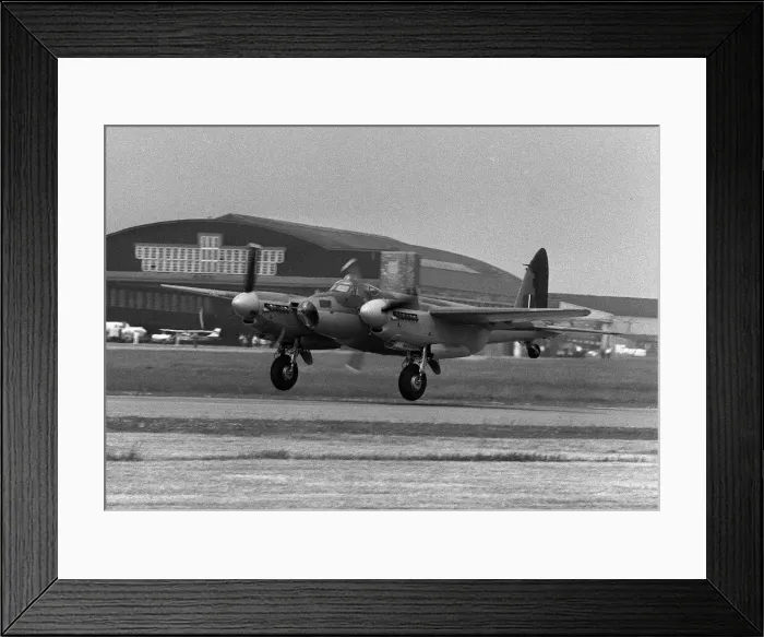 Framed Print : A De Havilland Mosquito takes off from Liverpool Airport where it has been rebuilt to