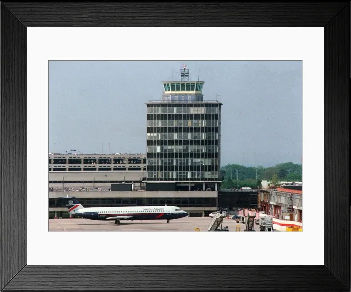 Framed Print : Ringway Airport Manchester Control Tower May 1989 Britsh Airways BAC 111 aircraft