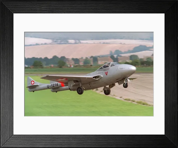 Framed Print : Aircraft de Havilland Vampire August 1993, taking off at the Wroughton Airshow Framed Print : Aircraft de Havilland Vampire August 1993, taking off at the Wroughton Airshow