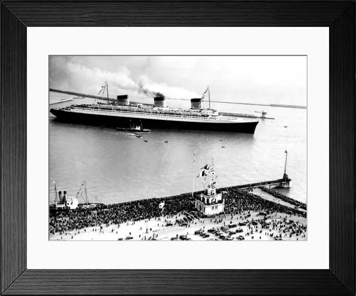 Framed Print : Ship Normandie at from Le Havre to Southampton and New York on May 29, 1935