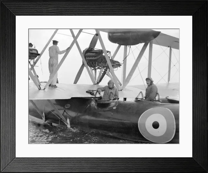 Framed Print : Sir S. Hoare and Sir J. Salmond on the new secret'flying boat at Cromer 1925 Framed Print : Sir S. Hoare and Sir J. Salmond on the new secret'flying boat at Cromer 1925