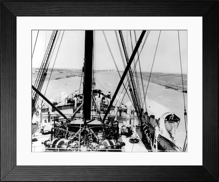 Framed Print : A Ship passing through the Suez canal Circa 1950s Framed Print : A Ship passing through the Suez canal Circa 1950s