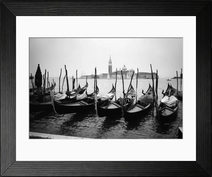 Framed Print : Venice, Italy: Gondolas and gondoliers on a rainy day. June 1965 Framed Print : Venice, Italy: Gondolas and gondoliers on a rainy day. June 1965