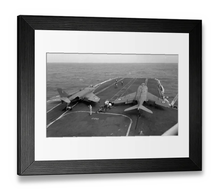 Framed Print : Fleet Air Arm Supermarine Scimitar aircraft 1959 wait to launch off the deck of Royal Framed Print : Fleet Air Arm Supermarine Scimitar aircraft 1959 wait to launch off the deck of Royal