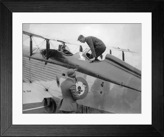 Framed Print : Prince George gets out of the cockpit of an RAF plane after flying to Hull. October 1929 Framed Print : Prince George gets out of the cockpit of an RAF plane after flying to Hull. October 1929