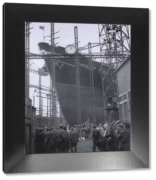 Blythswood Shipbuilding Co Ltd yard February 1959. Workers at the launch of the Regent
