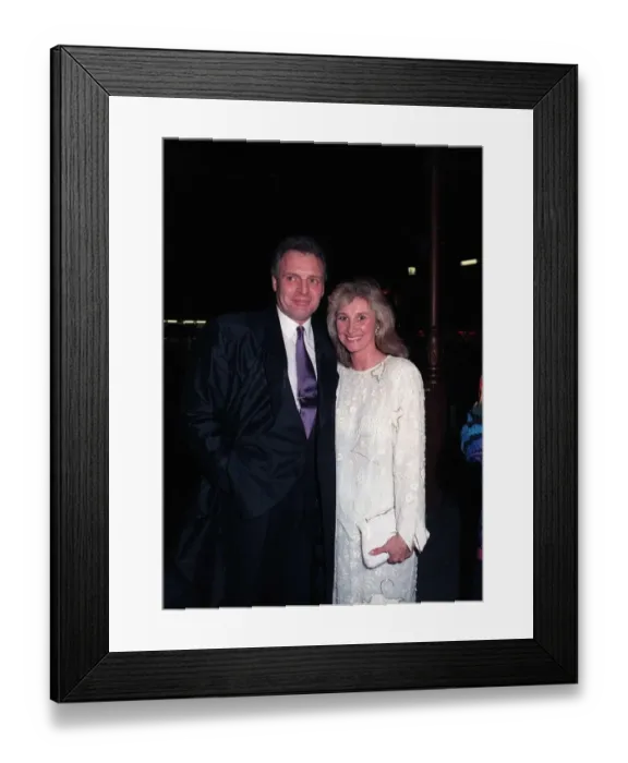 Framed Print : Peter Dean actor with wife Eastenders cast dinner A©Mirrorpix