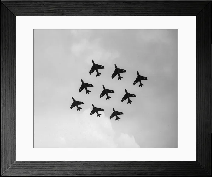 Framed Print : Aircraft Hawker Hunters of the RAFs 111 Sqd Black Diamonds display team at the SBAC Framed Print : Aircraft Hawker Hunters of the RAFs 111 Sqd Black Diamonds display team at the SBAC