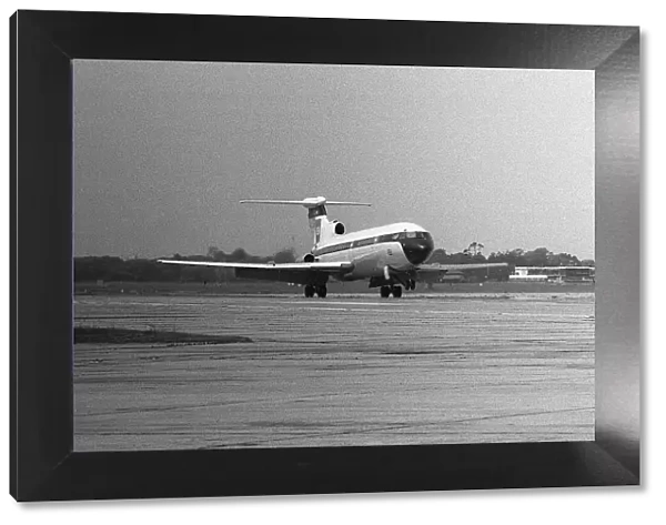 DeHavilland Trident of BEA (British European Airways) touches down for the first ever