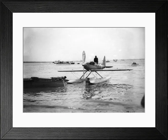 Framed Print : A Supermarine S6B Seaplane powered by a Rolls Royce engine seen here being towed back to Framed Print : A Supermarine S6B Seaplane powered by a Rolls Royce engine seen here being towed back to