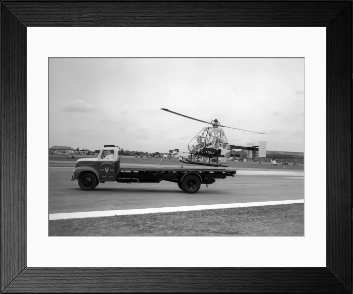 Framed Print : Fairey Aviation Ultralight Helicopter landing on the back of a lorry at the SBAC