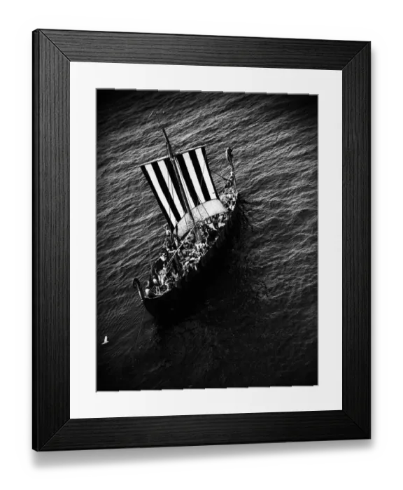 Framed Print : Viking Longboat Ship July 1949 Viking ship off the shores of Kent after crossing