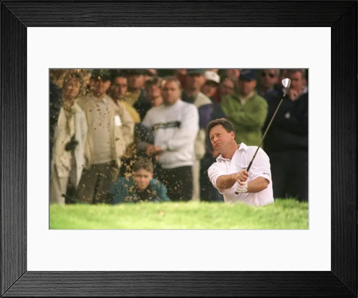 Framed Print : Ian Woosnam golfer October 1998 plays out of a bunker on the 15th green