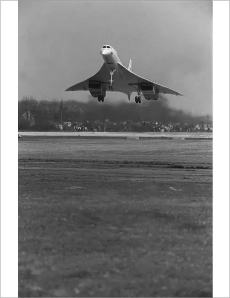 Aircraft Concorde prototype 002, approaching the runway at Filton after its maiden flight