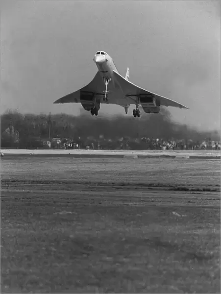 Aircraft Concorde prototype 002, approaching the runway at Filton after its maiden flight