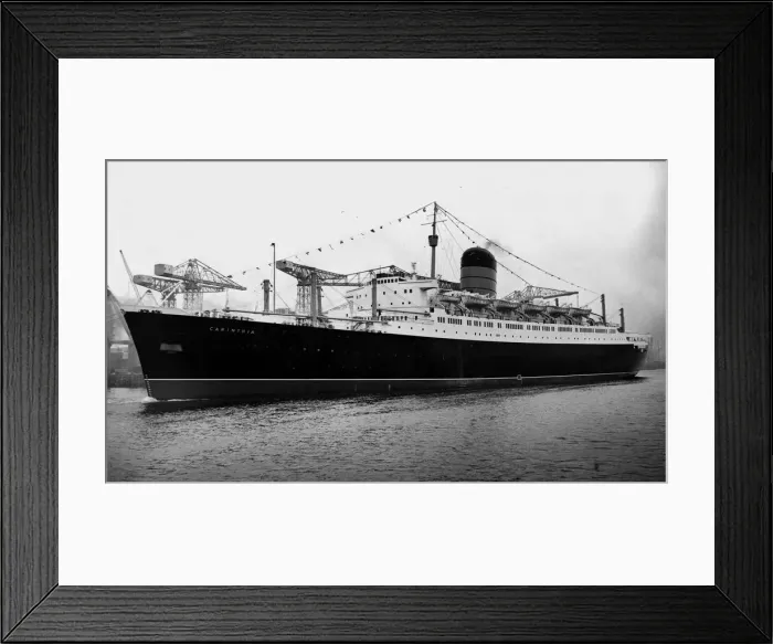 Framed Print : Cunard liner ship Carinthia pictured leaving John Browns Yard at Clydebank in Scotland Framed Print : Cunard liner ship Carinthia pictured leaving John Browns Yard at Clydebank in Scotland