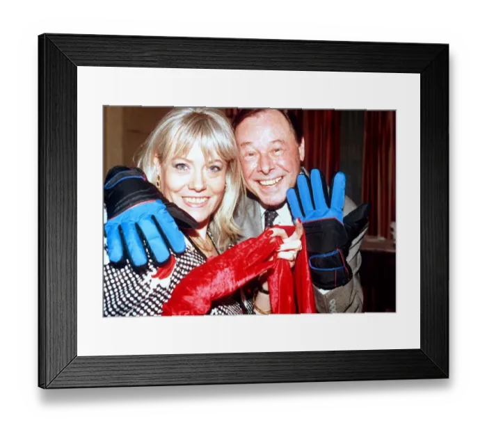 Framed Print : Eastenders actress Wendy Richard who plays Pauline Fowler poses with Bill Treacher who