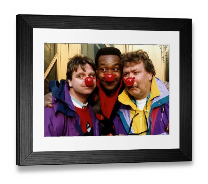 Framed Print : Lenny Henry comedian with Hale and Pace advertising charity red nose day A©mirrorpix