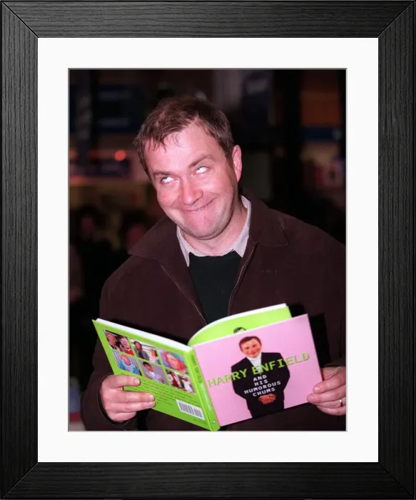Framed Print : Harry Enfield November 1997 Signing copies of his book at James Thin Framed Print : Harry Enfield November 1997 Signing copies of his book at James Thin