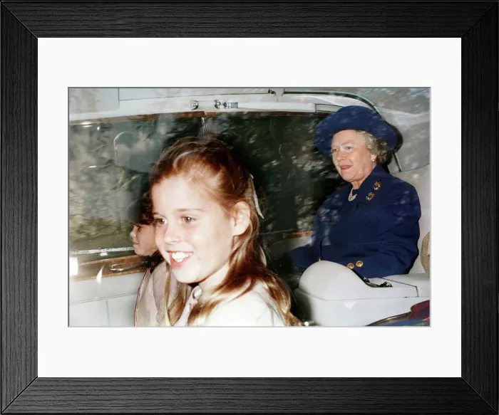 Framed Print : Queen Elizabeth accompanied by the Duke of Edinburgh Princess Beatrice Framed Print : Queen Elizabeth accompanied by the Duke of Edinburgh Princess Beatrice