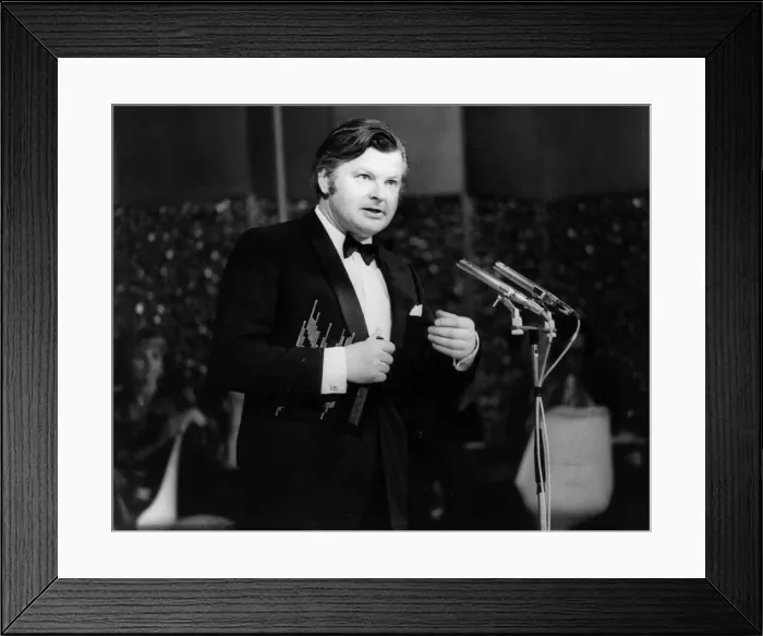 Framed Print : Benny Hill comedian 1972 Making speach after being presented with award for Best TV Framed Print : Benny Hill comedian 1972 Making speach after being presented with award for Best TV
