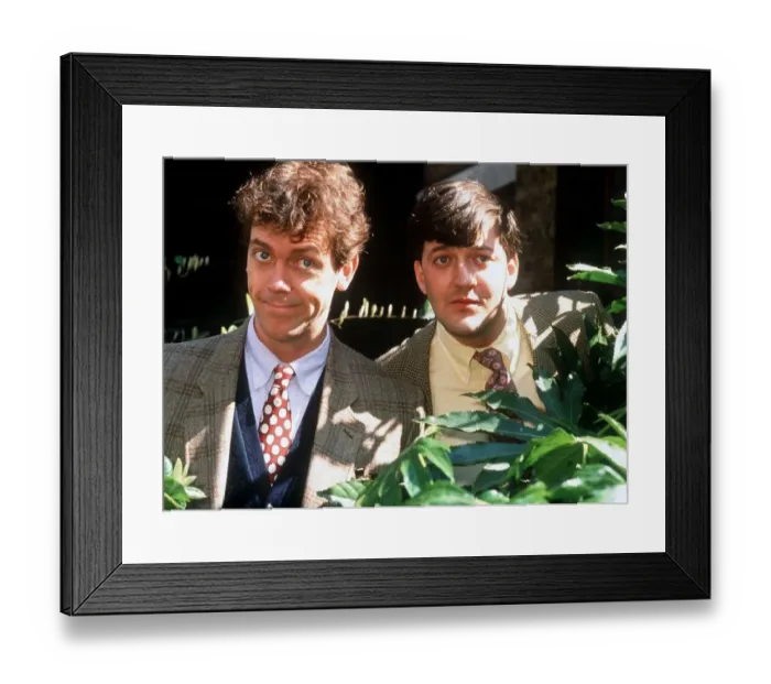 Framed Print : Stephen Fry television comedian entertainer and writer with partner Hugh Laurie