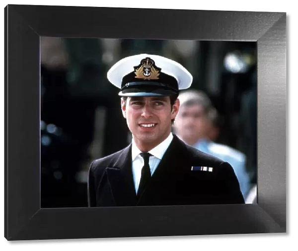 Prince Andrew in naval uniform returns from falklands 1982 at Portsmouth docks