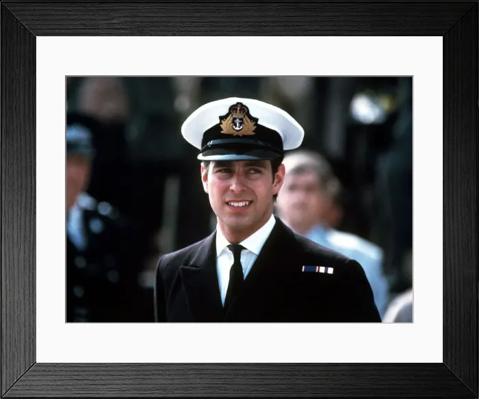 Framed Print : Prince Andrew in naval uniform returns from falklands 1982 at Portsmouth docks Framed Print : Prince Andrew in naval uniform returns from falklands 1982 at Portsmouth docks