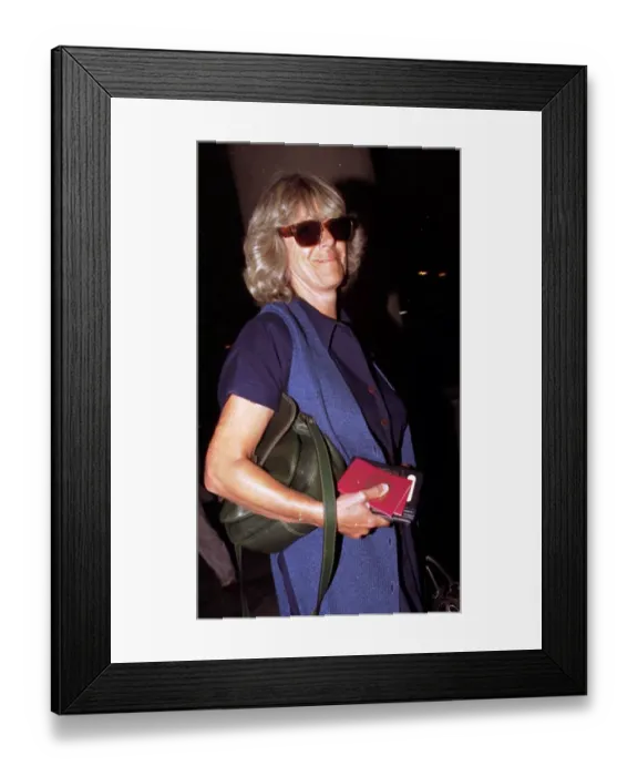 Framed Print : Camilla Parker Bowles at Gatwick Airport, June 1994 Framed Print : Camilla Parker Bowles at Gatwick Airport, June 1994