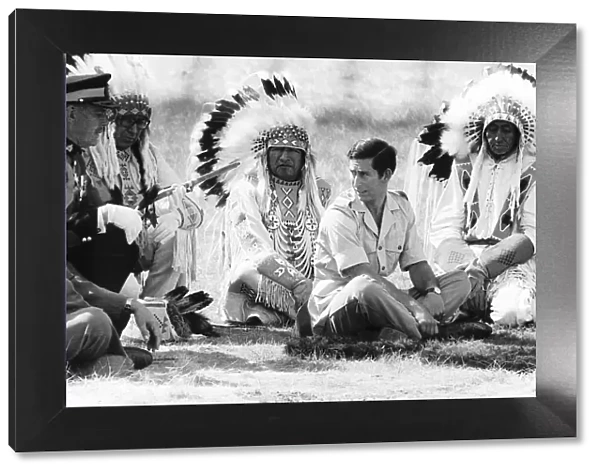 Prince Charles attending a Blackfoot Indian tribal ceremony in Calgary, Canada