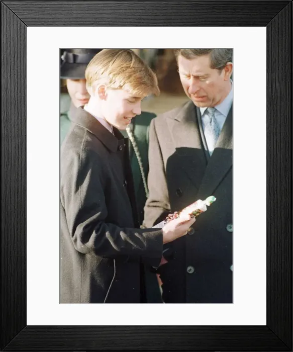 Framed Print : Prince William Collection 1995 Prince Charles looks on after Prince William Framed Print : Prince William Collection 1995 Prince Charles looks on after Prince William