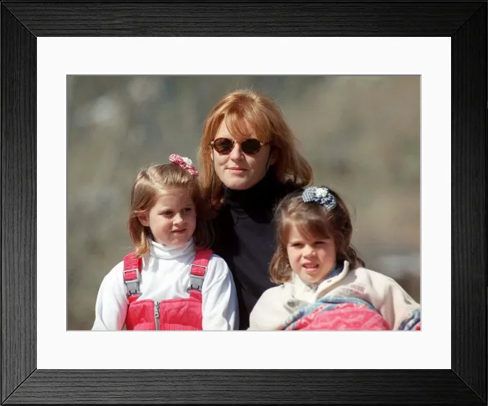 Framed Print : Sarah Ferguson with her children enjoying the Alps. April 1996