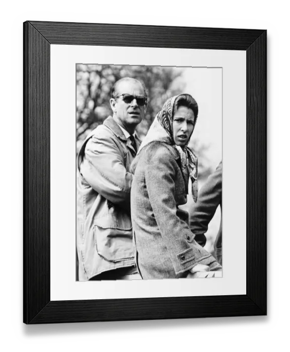 Framed Print : Princess Anne and her father Prince Philip watching the action at the Badminton horse