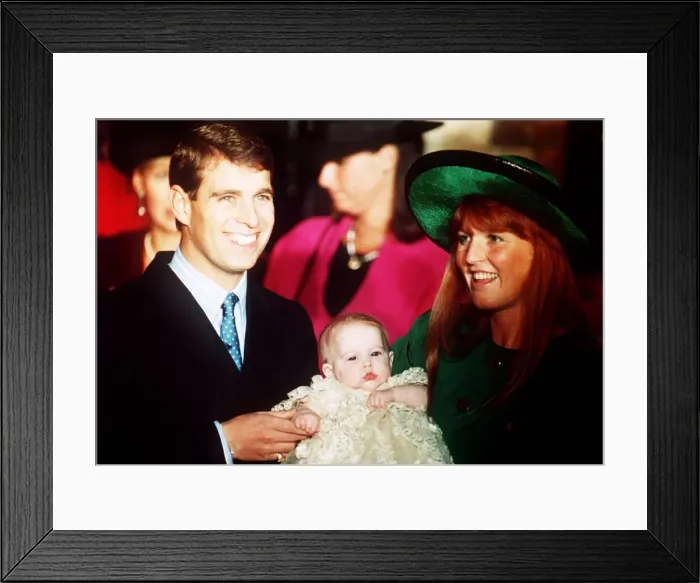 Framed Print : Christening of Princess Beatrice, December 1988 The Duke ad Duchess of York with Framed Print : Christening of Princess Beatrice, December 1988 The Duke ad Duchess of York with