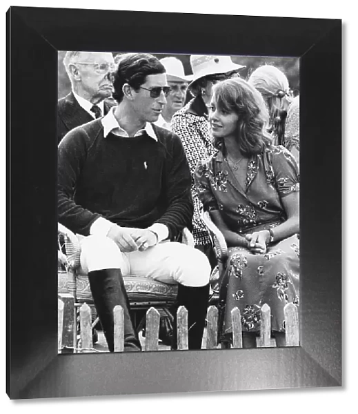 Prince Charles with girlfriend Sabrina Guinness at a polo match August 1979