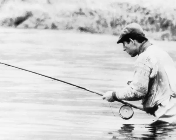 Prince Charles fishing in the River Dee in Scotland April 1988