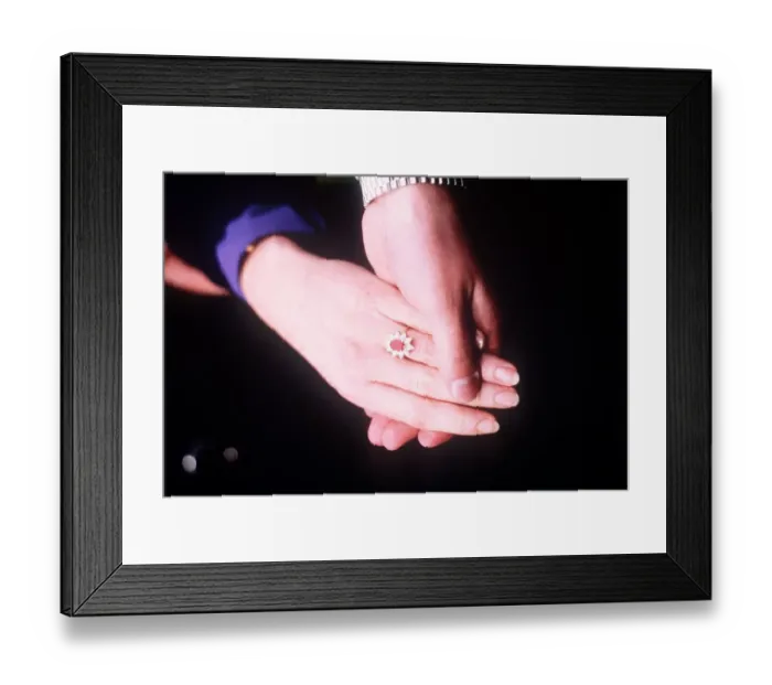 Framed Print : Prince Andrew and Sarah Ferguson annnounce their engagement showing ring Marc 1986 Framed Print : Prince Andrew and Sarah Ferguson annnounce their engagement showing ring Marc 1986