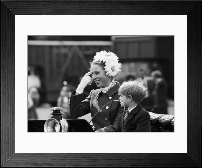 Framed Print : Princess Anne accompanied by Prince Edward driving a French Chaise June 1969