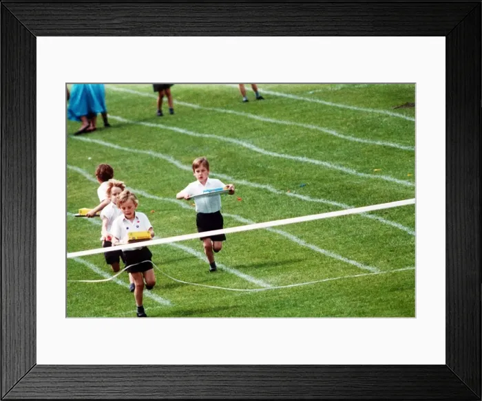 Framed Print : Prince William at his school sports day at Richmond Sports Stadium taking part in an Egg Framed Print : Prince William at his school sports day at Richmond Sports Stadium taking part in an Egg