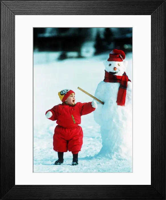 Framed Print : Princess Beatrice on holiday in the cold weather January 1990