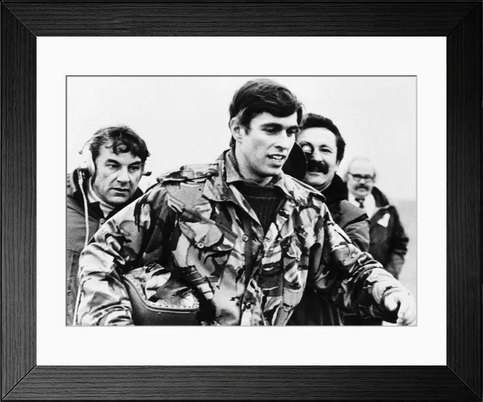 Framed Print : Prince Andrew back to earth after his leap April 1978 Framed Print : Prince Andrew back to earth after his leap April 1978