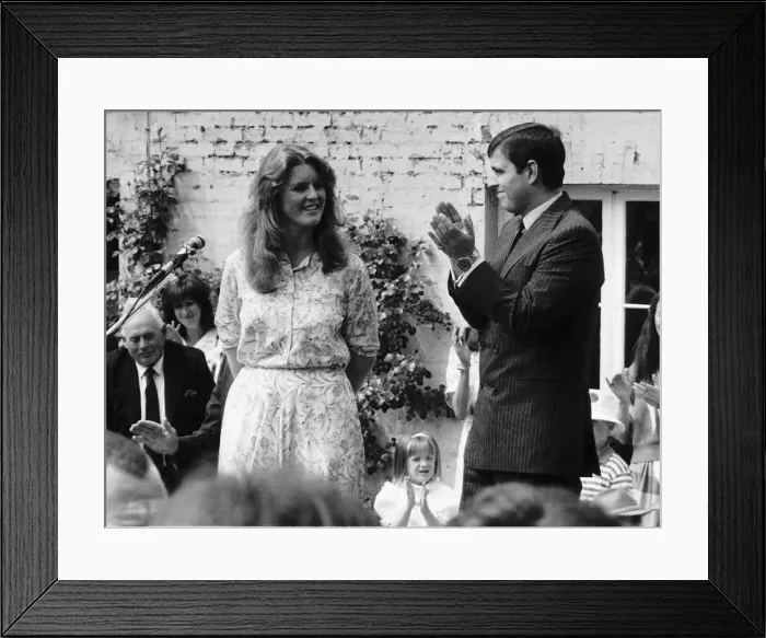 Framed Print : Sarah Ferguson Duchess of York with Prince Andrew July 1986
