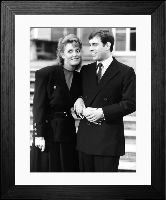Framed Print : Prince Andrew with Duchess of York announcing their engagement March 1986 Framed Print : Prince Andrew with Duchess of York announcing their engagement March 1986